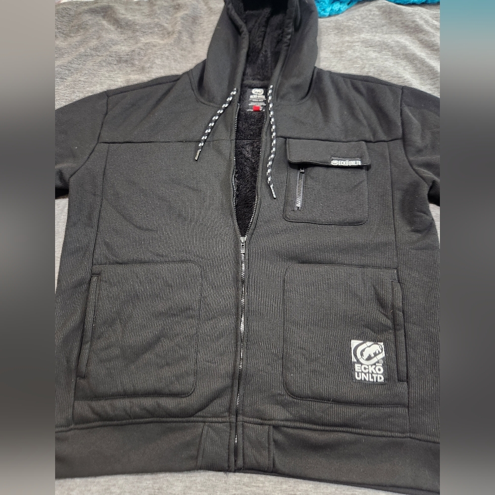 Mens ECKO UNLTD Workwear thermal zip up sherpa hood XXL